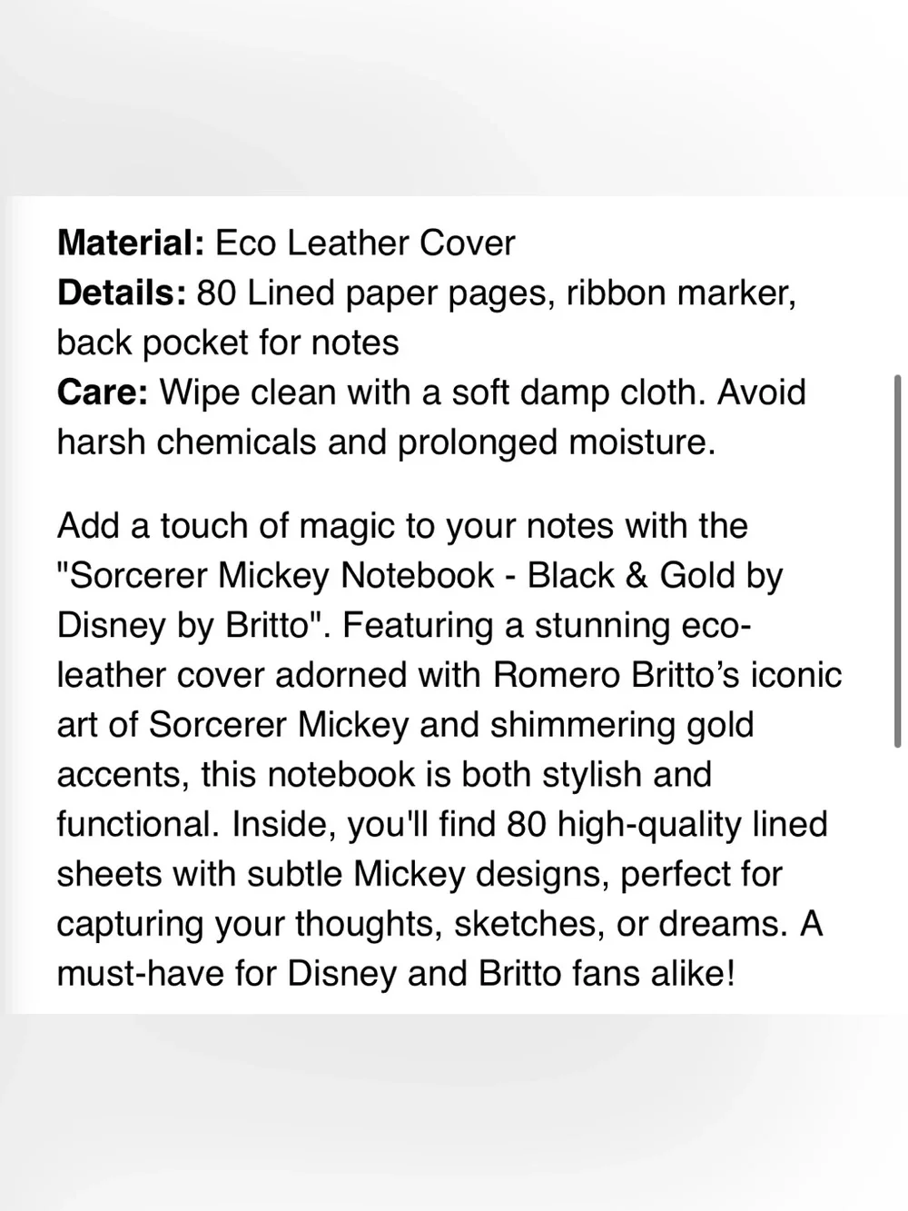 Disney Black & Gold Sorcerer Mickey Spiral Notebook